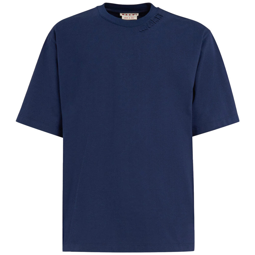 Blue Organic Cotton Oversized T-Shirt With Marni Patches 'Blumarine'