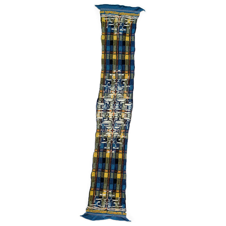 Fulling Wool Happy Scarf Tartan Ainu 'Blue'