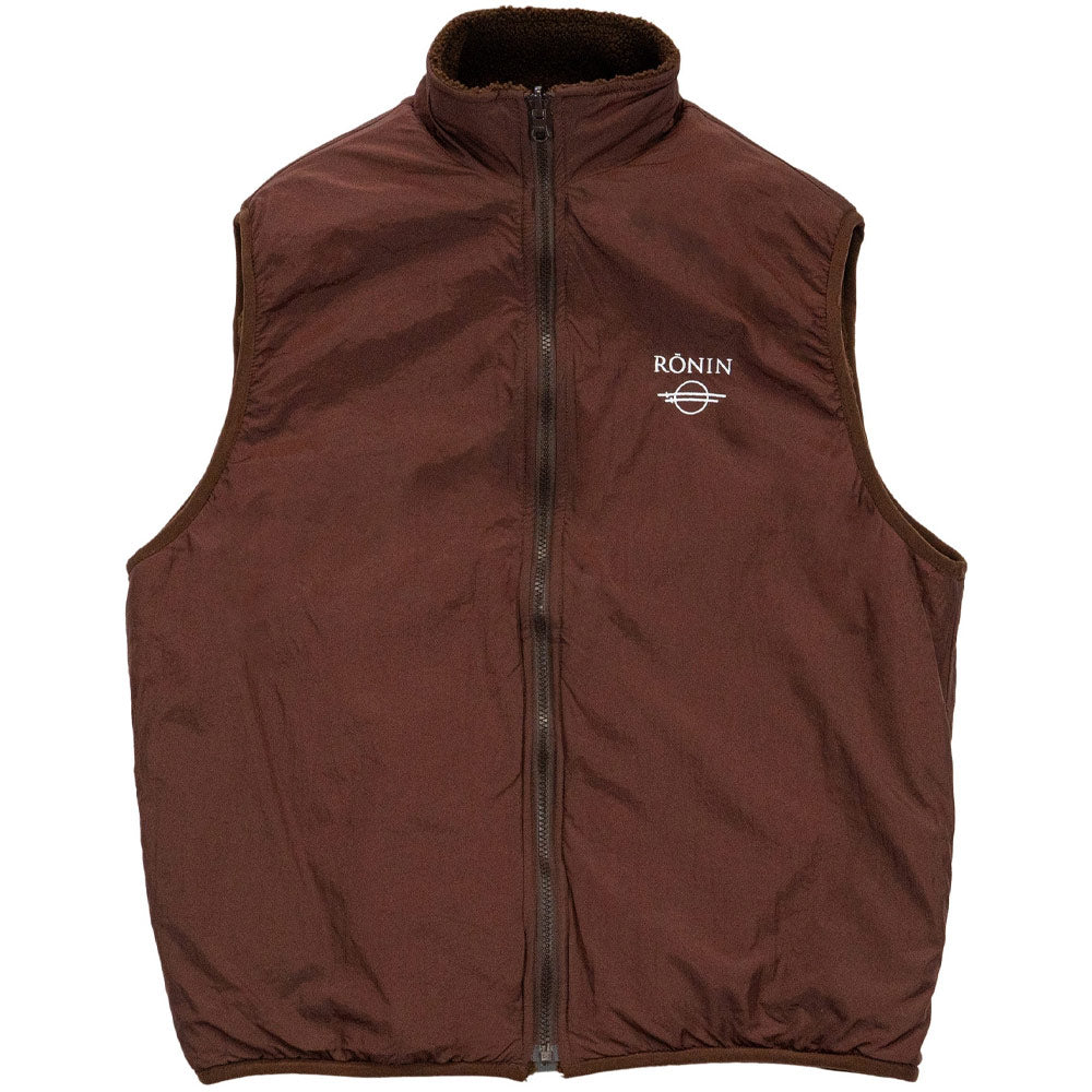 Reversible Sherpa Fleece Vest 'Brown'