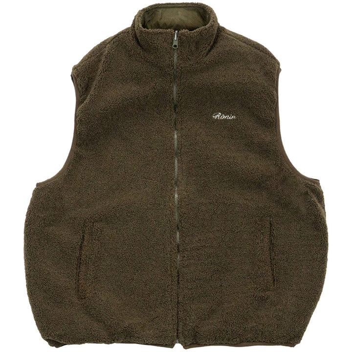Reversible Sherpa Fleece Vest 'Olive'
