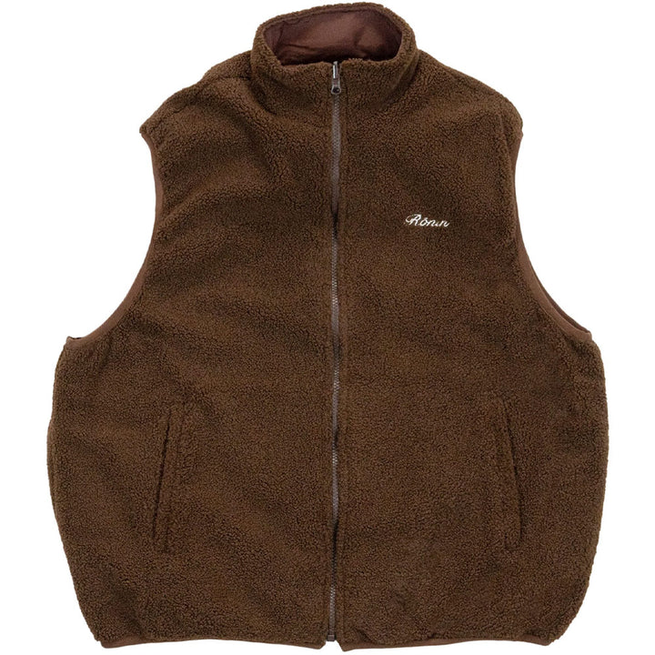 Reversible Sherpa Fleece Vest 'Brown'