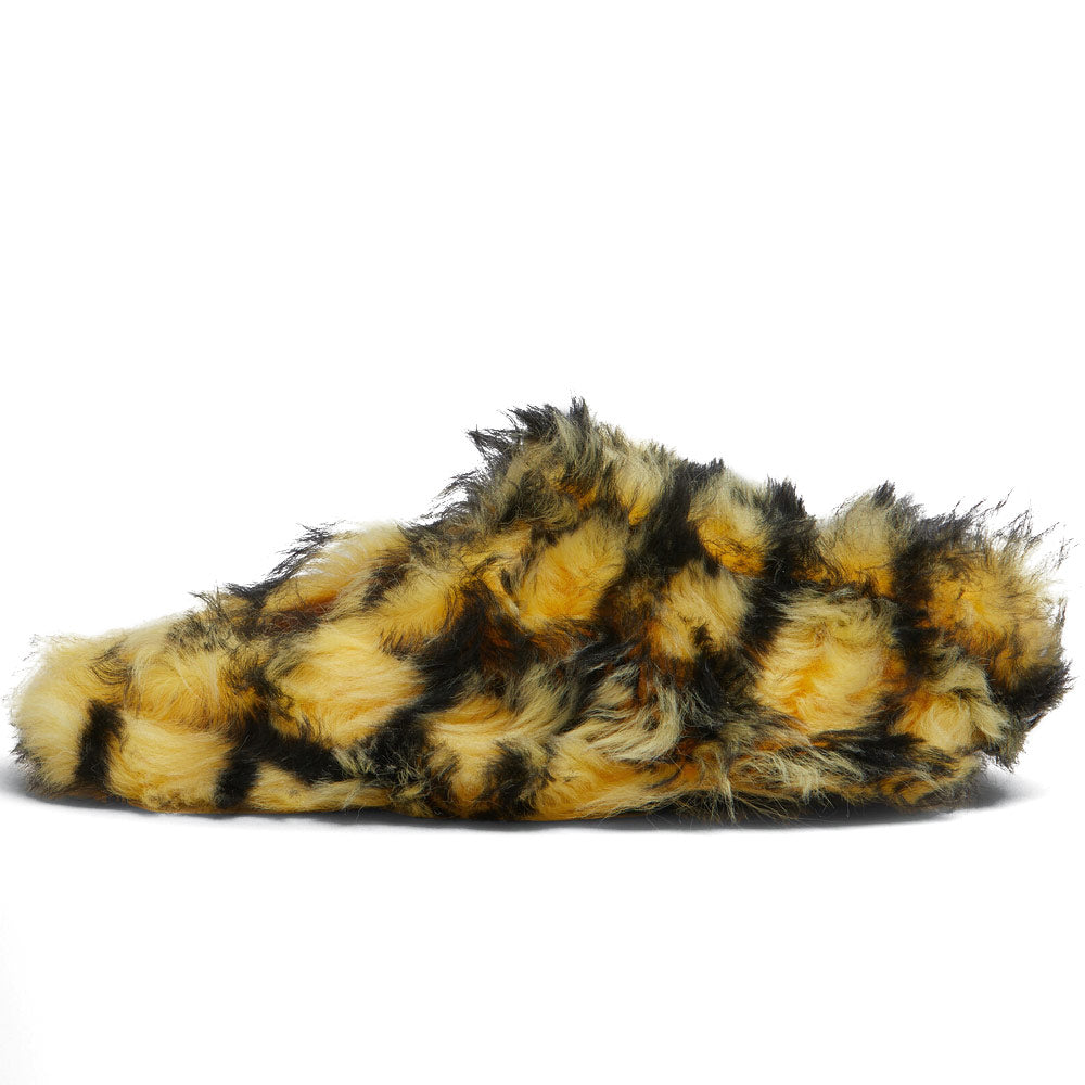 Yellow And Black Checked Shearling Fussbett Sabot 'Aspen Gold / Black'