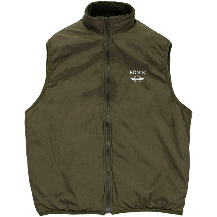 Reversible Sherpa Fleece Vest 'Olive'
