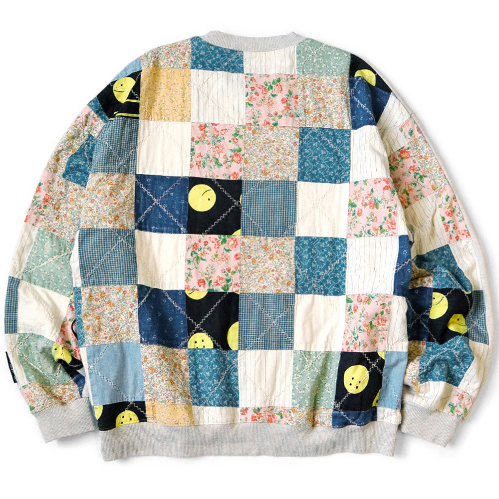 12/-Gradrelle Sweater Knit x Rainbowy Quilt 2-Tone Big Sweater 'Ecru'