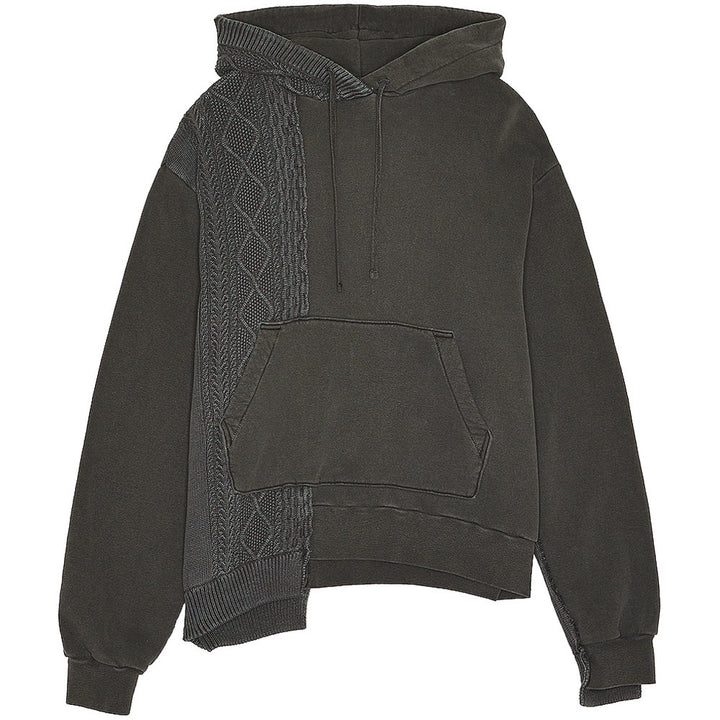 Cable Knit Reconstructed Hoodie 'Washed Black'